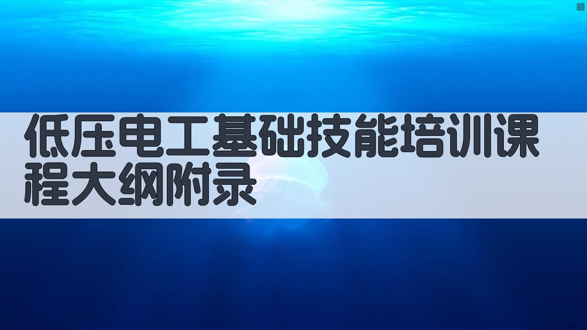 低压电工基础技能培训课程大纲 · 附录 图4
