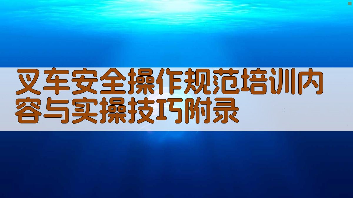 叉车安全操作规范培训内容与实操技巧 · 附录 图5