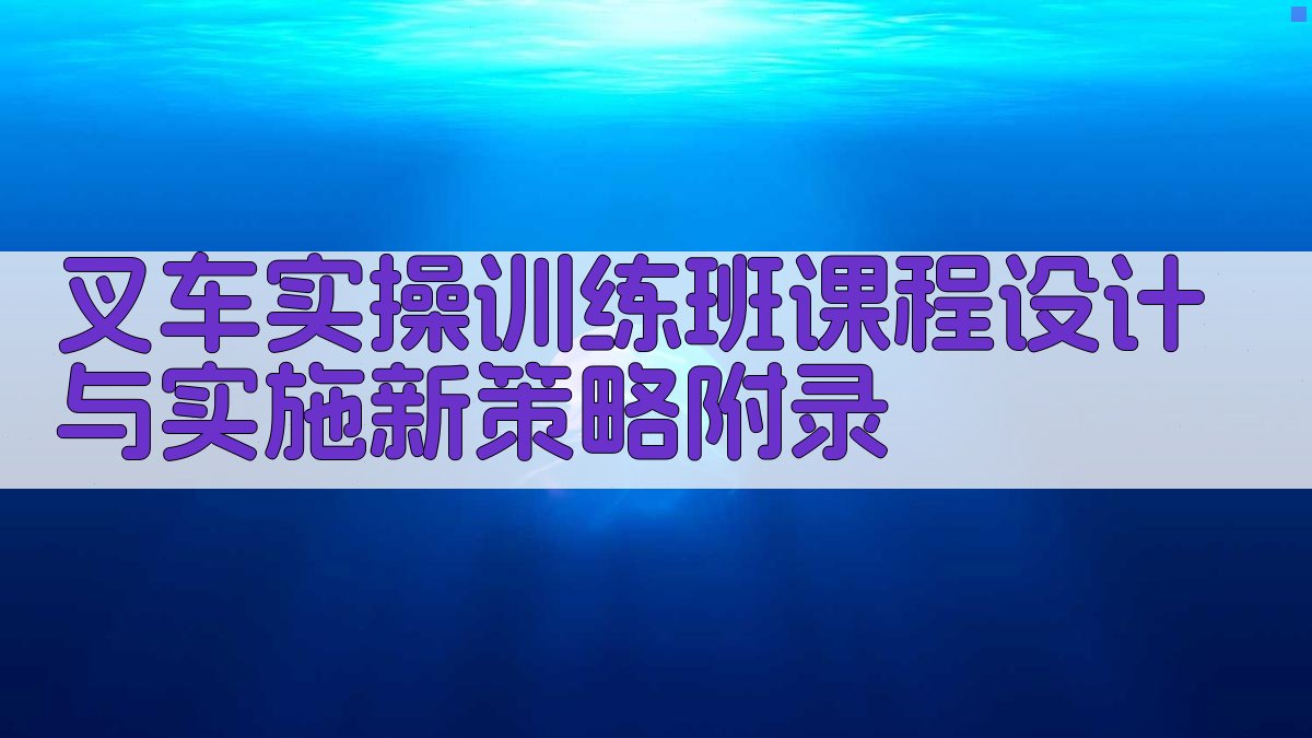 叉车实操训练班课程设计与实施新策略 · 附录 图4