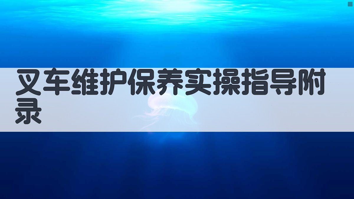 叉车维护保养实操指导 · 附录 图5