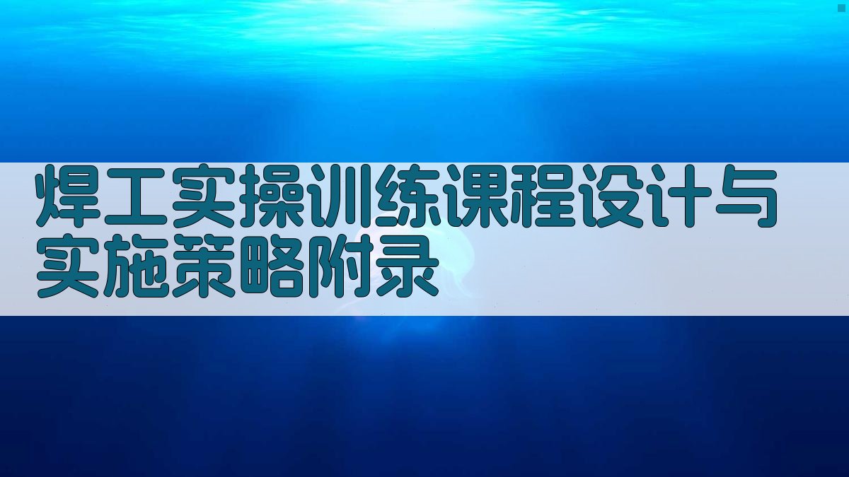 焊工实操训练课程设计与实施策略 · 附录 图4