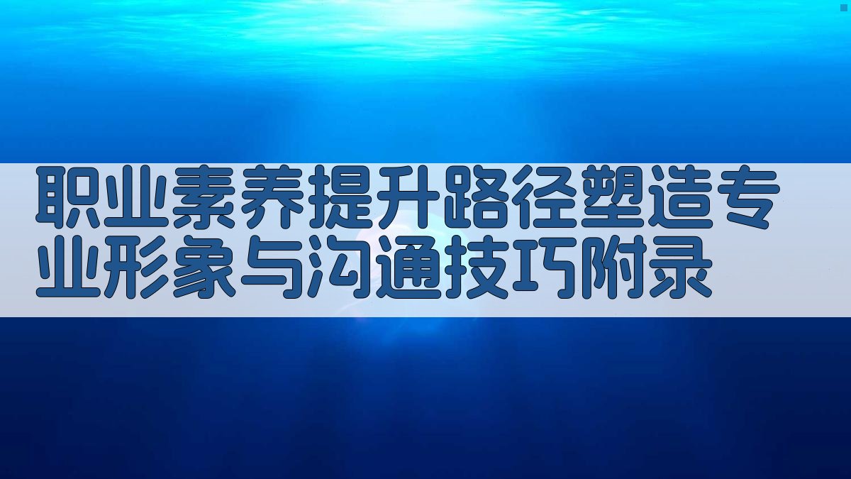 职业素养提升路径塑造专业形象与沟通技巧 · 附录 图3